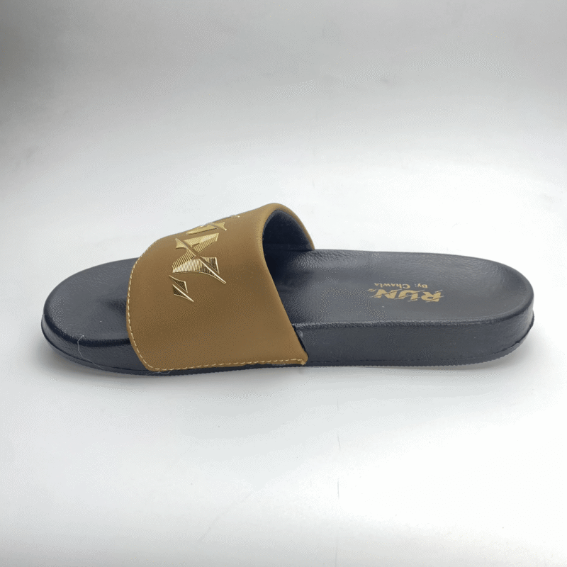 Chawla Men’s Premium Golden Slides – Ultra Soft, Anti-Slip, Stylish Comfortable Slippers for Casual Daily Wear | New Arrival 2025