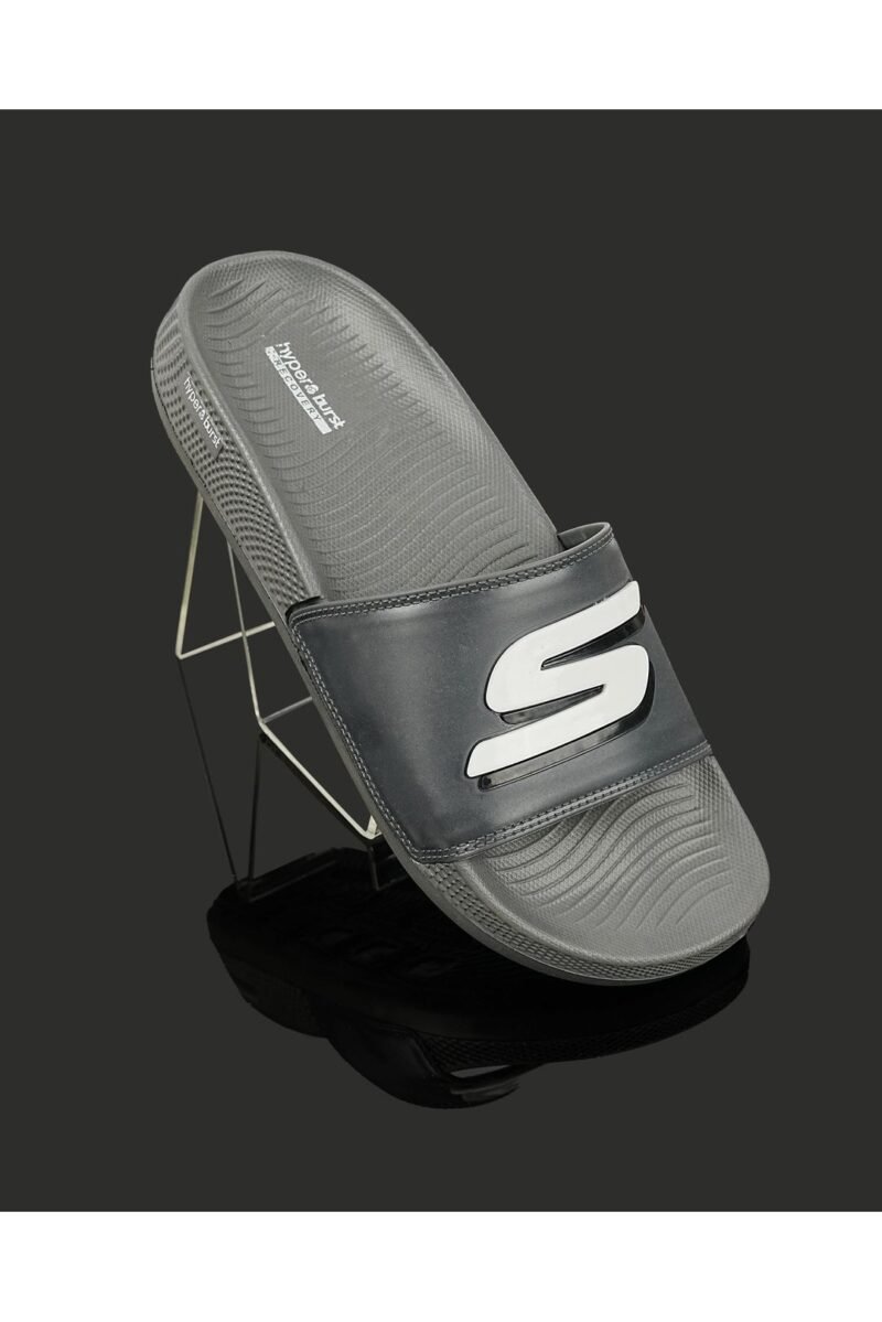 SKECHERS® Grey Slides for Men 👣 | Ultra Soft Foam Comfort Slippers | Lightweight, Durable & Stylish Footwear for Everyday Use 🩶 - Image 3