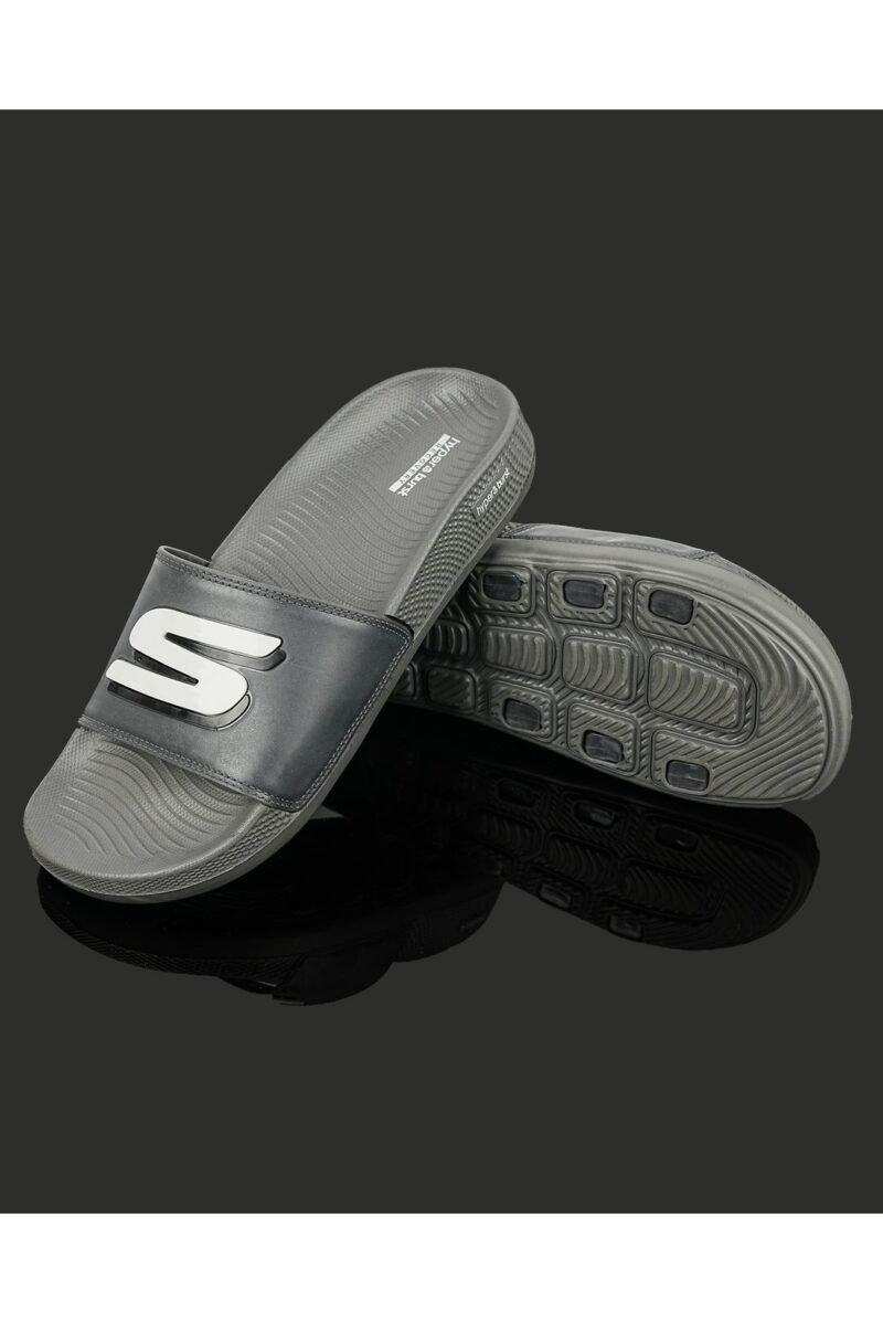 SKECHERS® Grey Slides for Men 👣 | Ultra Soft Foam Comfort Slippers | Lightweight, Durable & Stylish Footwear for Everyday Use 🩶 - Image 5