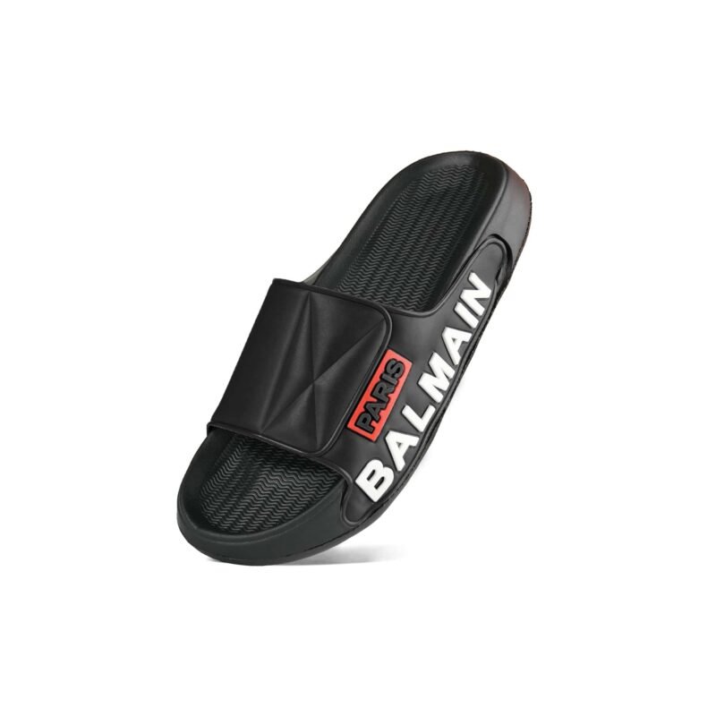 Balmain Paris FK15 Black Slide Slippers – Premium Logo Flip Flops for Men | Luxury Comfort Footwear - Image 3