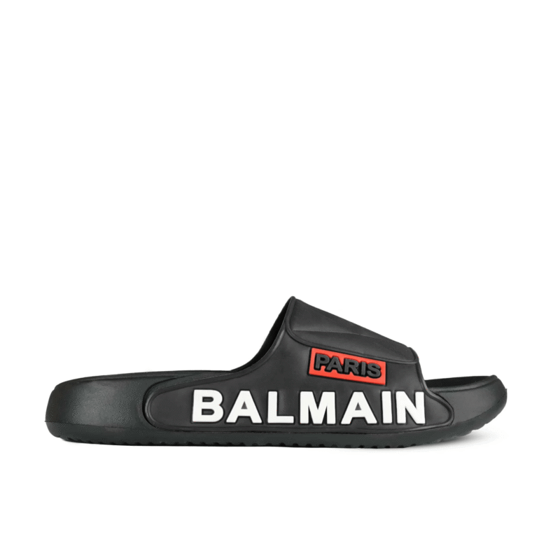 Balmain Paris FK15 Black Slide Slippers – Premium Logo Flip Flops for Men | Luxury Comfort Footwear - Image 2