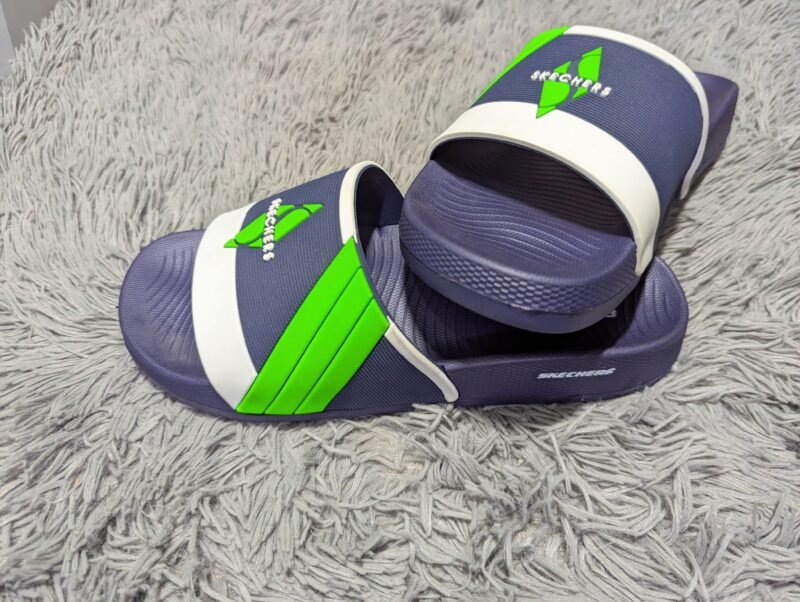 Skechers Recovery Slide Slippers – Black/Red & Navy Blue/Green (Men’s Comfort Footwear)** - Image 5